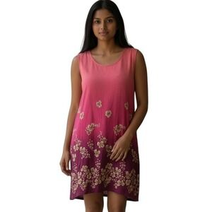 Jane Ashley Woman Ombre Floral Sleeveless Tie Waist Dress Size 2X